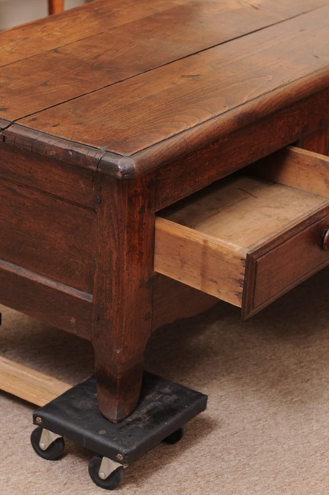 French 19th Century Walnut Bench/ Coffee Table with 3 Drawers - Image 5