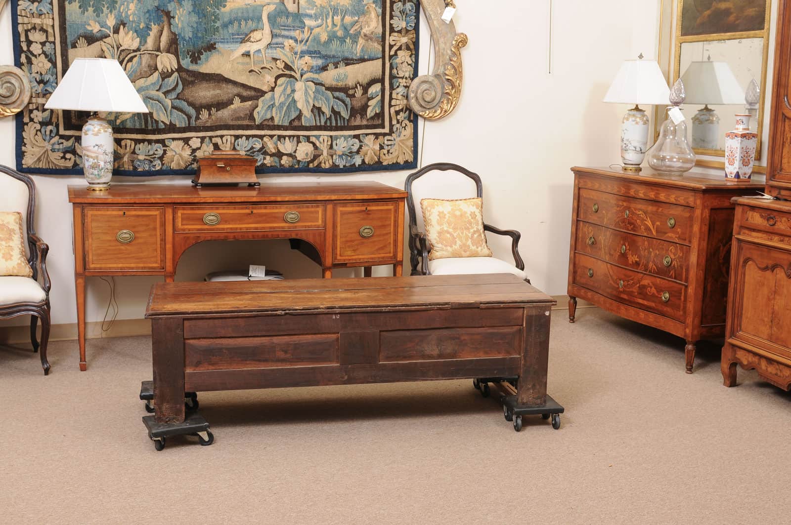 French 19th Century Walnut Bench/ Coffee Table with 3 Drawers - Image 9