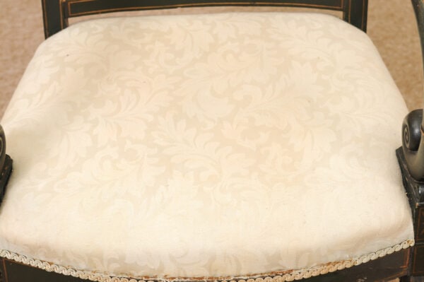 French Early 19th Century Louis Philippe Painted Elm Arm Chair with Caned Back and Scroll Arms. - Image 14