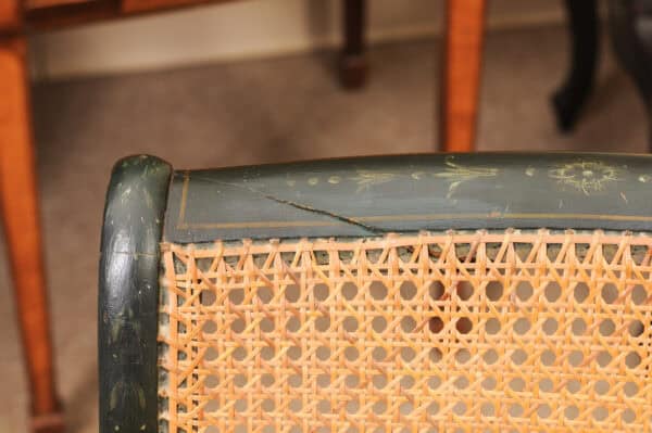 French Early 19th Century Louis Philippe Painted Elm Arm Chair with Caned Back and Scroll Arms. - Image 15