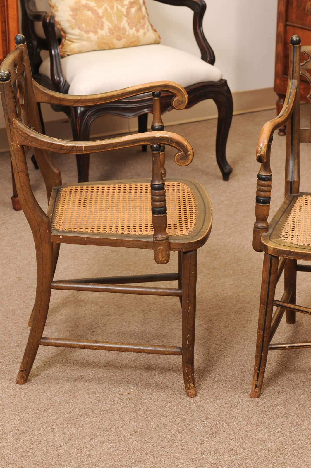Pair of Painted Gothic Revival Arm Chairs, 19th Century - Image 7