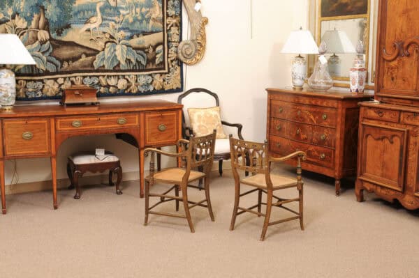 Pair of Painted Gothic Revival Arm Chairs, 19th Century - Image 9