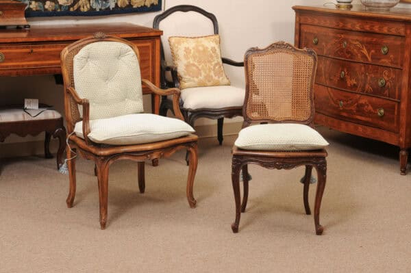 Set of 10 French Walnut Louis XV Dining Chairs with Caning, 19th Century - Image 3
