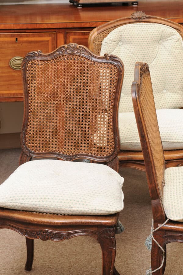 Set of 10 French Walnut Louis XV Dining Chairs with Caning, 19th Century - Image 9