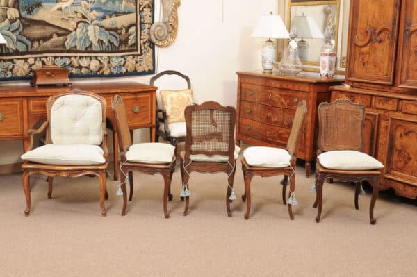Set of 10 French Walnut Louis XV Dining Chairs with Caning, 19th Century - Image 10