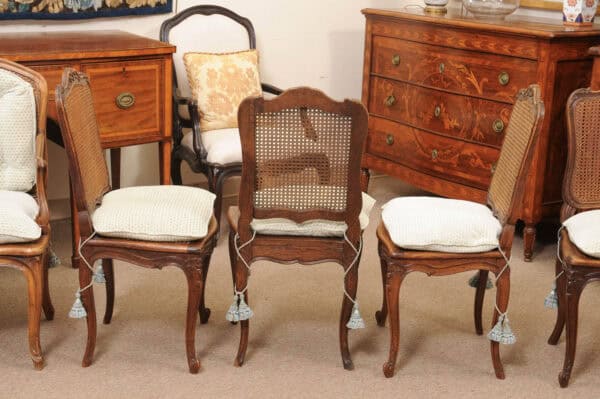 Set of 10 French Walnut Louis XV Dining Chairs with Caning, 19th Century - Image 11