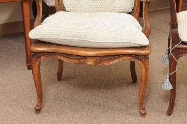 Set of 10 French Walnut Louis XV Dining Chairs with Caning, 19th Century - Image 12