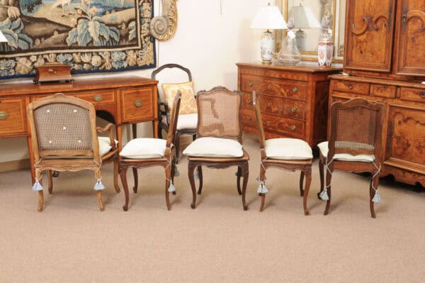 Set of 10 French Walnut Louis XV Dining Chairs with Caning, 19th Century - Image 15