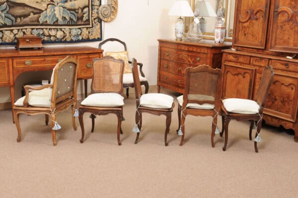 Set of 10 French Walnut Louis XV Dining Chairs with Caning, 19th Century - Image 16