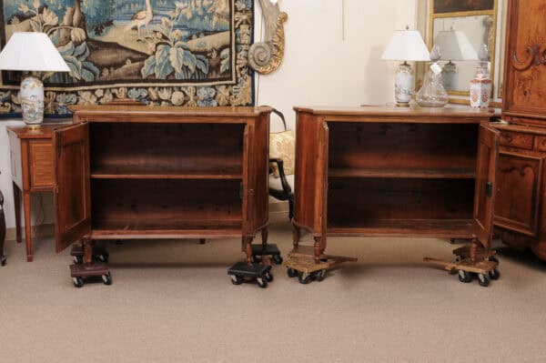 Pair of Walnut Venetian Credenzas with 2 Doors and Serpentine Sides, 19th Century Elements - Image 12