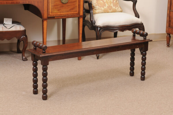 Late 19th Century English Oak Bobbin Turned Hall Bench - Image 3