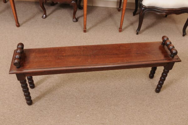 Late 19th Century English Oak Bobbin Turned Hall Bench - Image 5