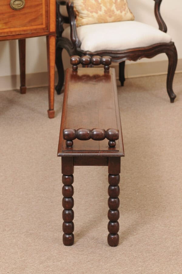Late 19th Century English Oak Bobbin Turned Hall Bench - Image 6