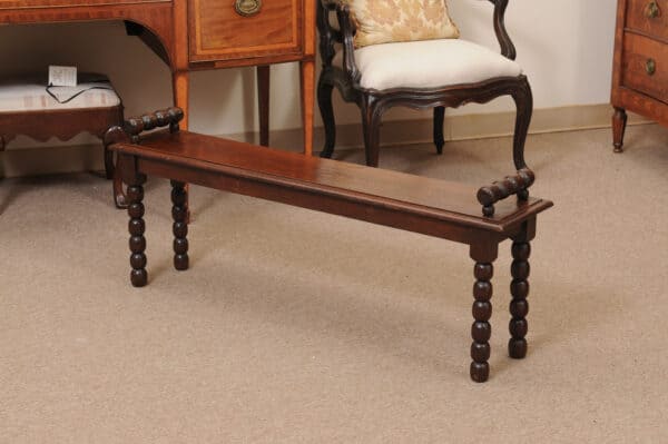 Late 19th Century English Oak Bobbin Turned Hall Bench - Image 7