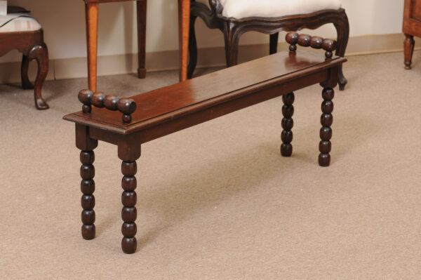 Late 19th Century English Oak Bobbin Turned Hall Bench - Image 9