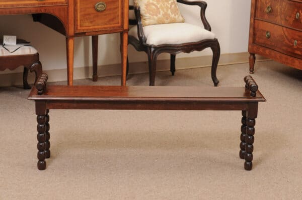 Late 19th Century English Oak Bobbin Turned Hall Bench - Image 12