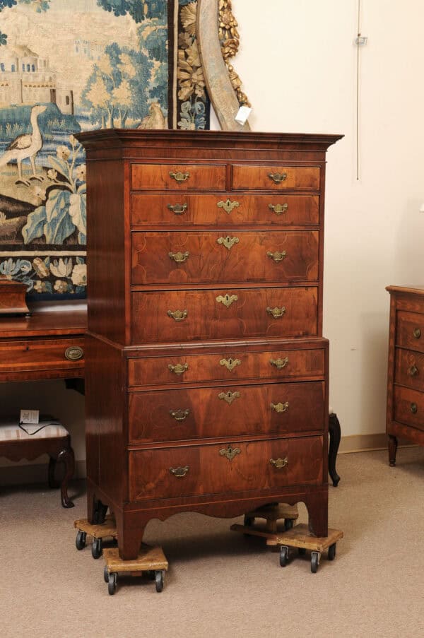 English Early 18th Century Walnut Chest on Chest with String Inlay - Image 3